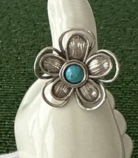 Or Paz PZ Israel Sterling Silver 925 Turquoise Flower Ring Sz:8 Mint