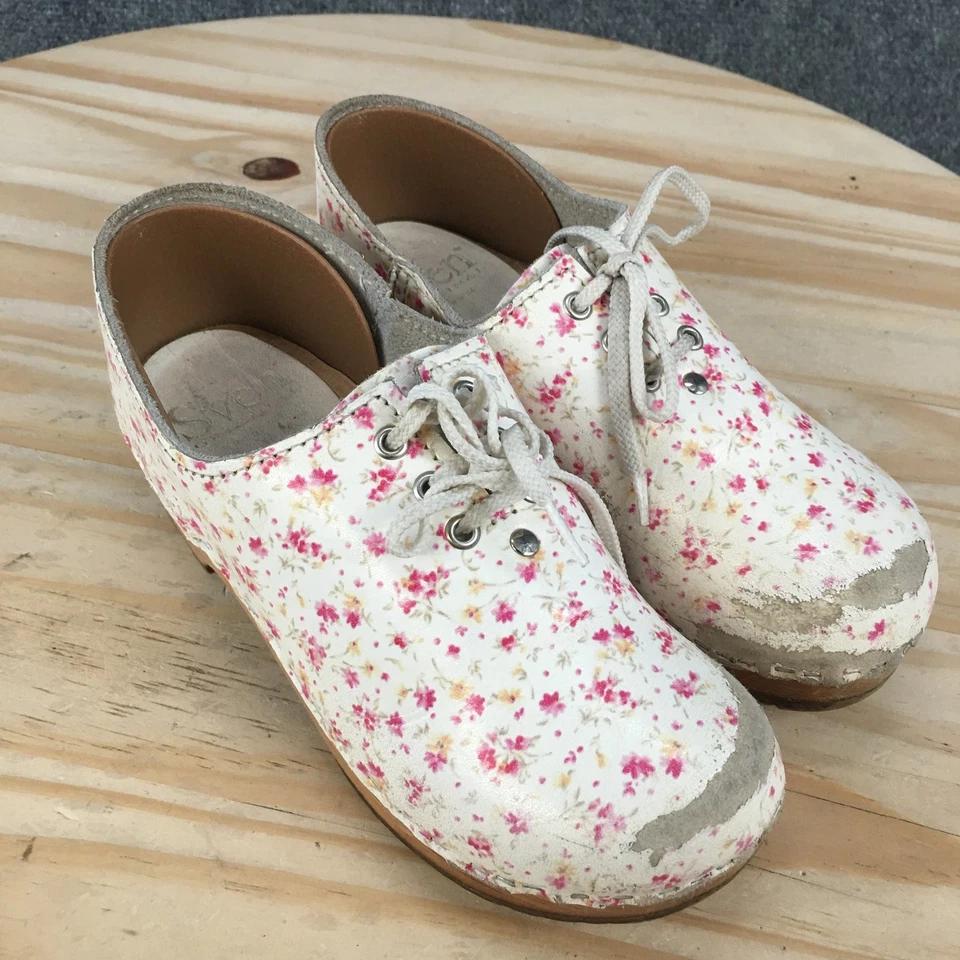 Zapatos Sven Originales Mujer 32 Zuecos Blanco Estampado Floral Con Cordones Informales Cómodos Foto 3 de 4