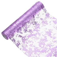 Purple Table Runner Roll 11.4" x 30 Feet Sequin Foil Metallic Mesh Table Runner
