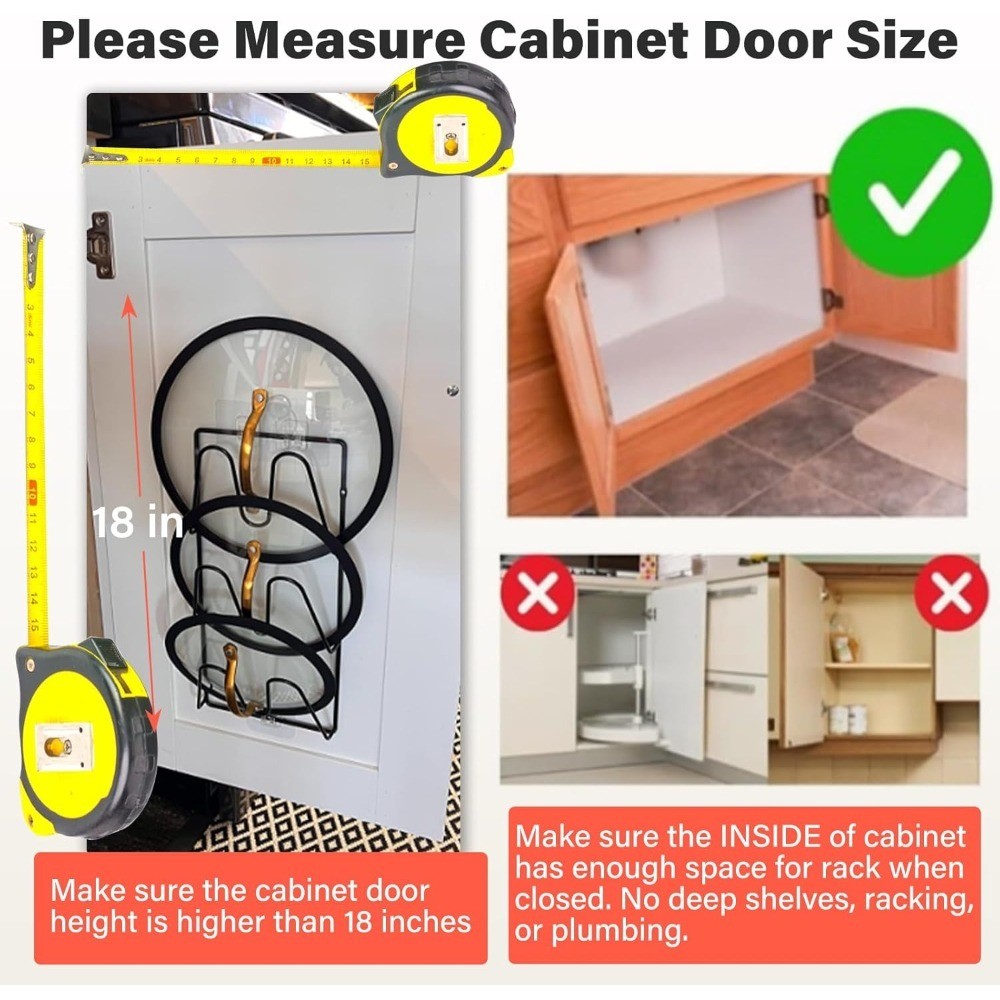 6-Tier Pot Lid Organizer Rack for Cabinet Door or Wall Mount No Drilling