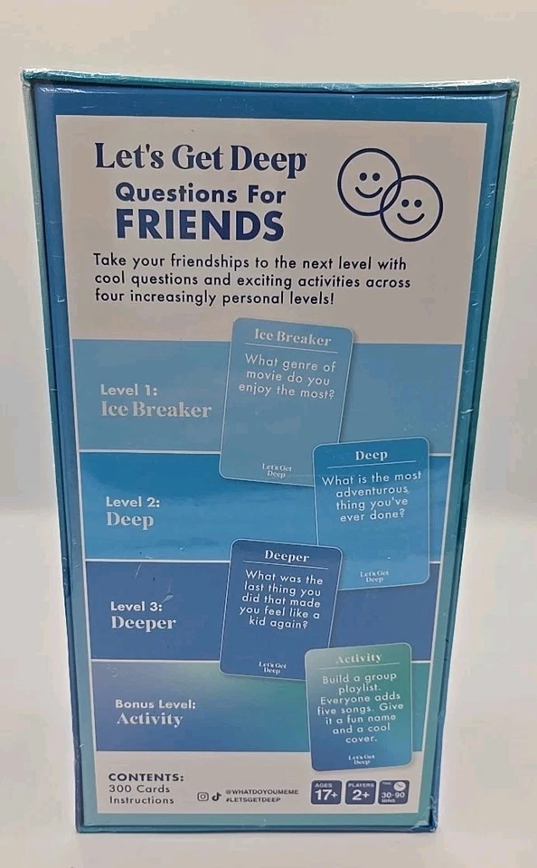 Let’s Get Deep Questions for Friends Card Game – 300 Cards – What Do You Meme - Image 3 of 4