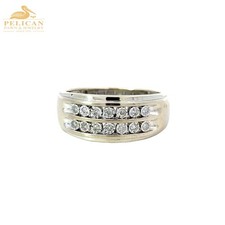 Men's Diamond Wedding Band in 10K White Gold .14CTW PBR114379 