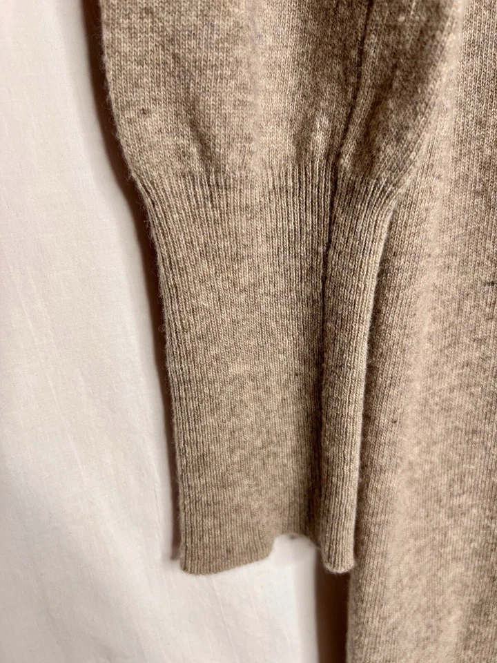 Benetton Virgin Italian Merino Wool Long Sweater Knit Dress Sz Large Women’s Tan - Image 3 of 4