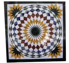 Semi Precious Gemstone Inlay Work Sofa Table Square Marble Coffee Table for Home