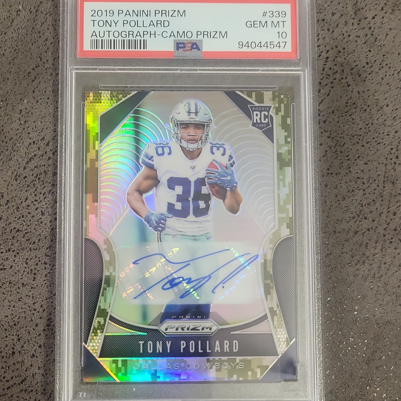 🔥 2019 Tony Pollard Camo Prizm /25 #339 Rookie rc auto gem Dallas/ Titans 🔥