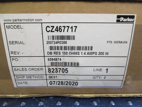 NEW PARKER RESISTOR DB RES 100 OHMS 1.4A 200W CZ467717 - Picture 3 of 5