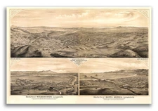 1877 Los Angeles California Vintage Old Panoramic City Map - 20x30