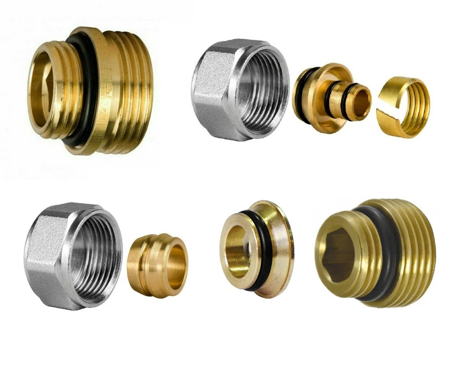 Eurokonus 16 x 3/4" PEX, 15 x 3/4" KUPFER Hülse 1/2" x 3/4" Konisch Doppelnippel