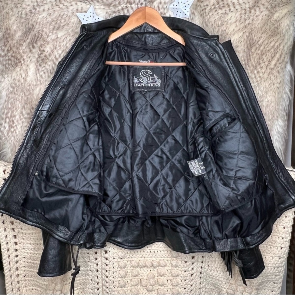 Vintage Black Leather Rose Motorcycle Jacket | eBay