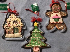 Christmas Gingerbread Shaped Ornaments in Cookie Cutters 3 New Kurt Adler