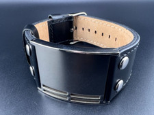 NWOT CHISEL STAINLESS STEEL BLACK LEATHER MEN...