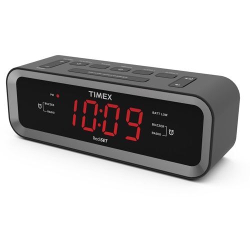 Timex Dual Alarm AM/AF Radio Buzzer LED Display USB Charge P