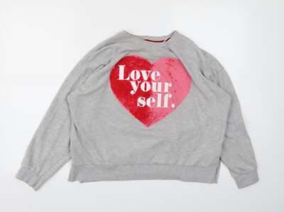 Matalan Damen Pullover Pulli grau Rundhals 100% Baumwolle Größe L