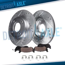 Front Drilled and Slotted Brake Rotors Brake Pads Kit for Hyundai Accent Kia Rio
