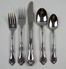Vintage Oneida W M Dalton BRIARWOOD 5 Piece Place Setting Stainless Flatware EUC