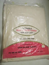Vint Penney's unbleached muslin BOX SPRING COVER -fits twin- zippered-new in pkg