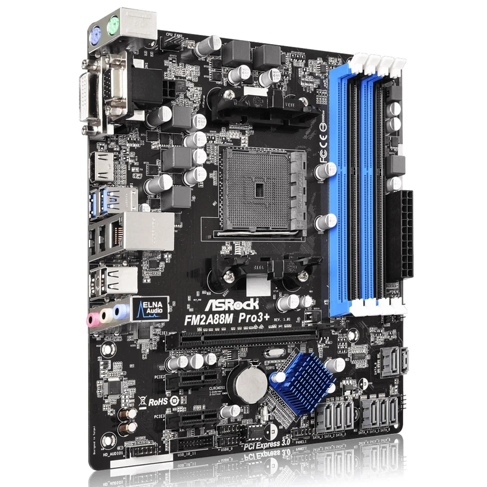 ASRock FM2A88M Pro3+ Motherboard M-ATX AMD A88X FM2+/FM2 DDR3 SATA3 HDMI DVI-D - Image 3 of 4