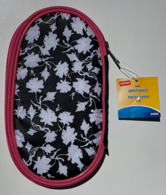 Staples Zip Around Floral Oval Pen Pencil Pouch Case 8.75'' L x 5'' W