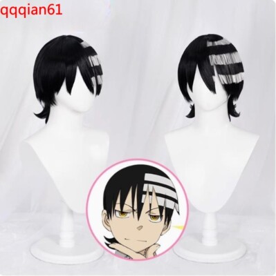 Anime Soul Eater Death The Kid BLEACH Black With Highlights White Wig Halloween