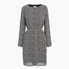 NWT J Crew Printed Tulip Hem Dress Size 0 Black Ivory XOXO Print Hearts $98