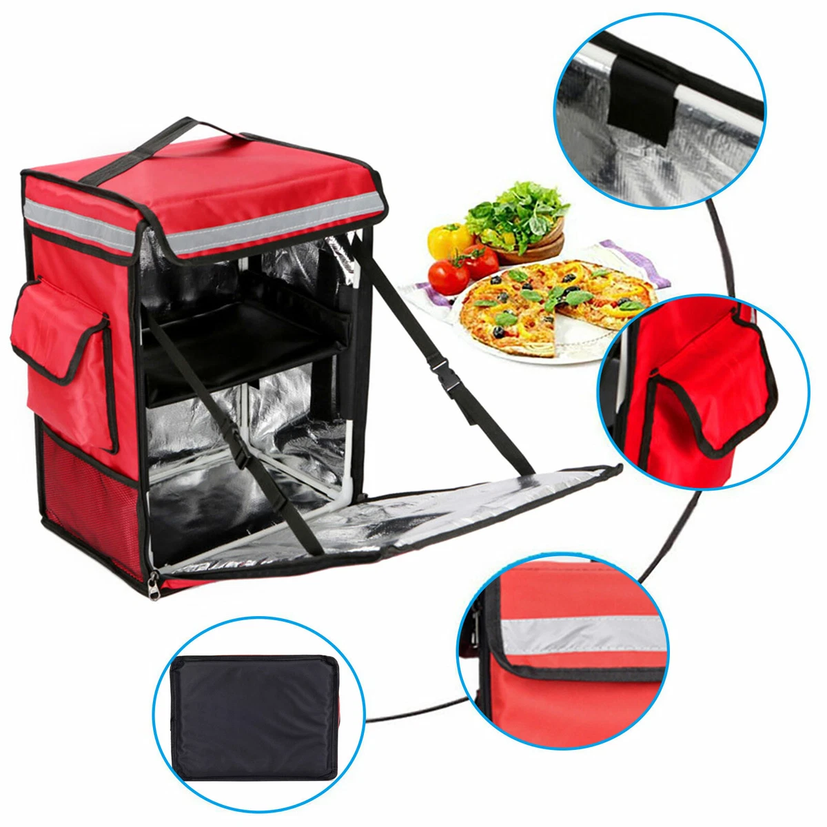 Fit Motorbike Bike Food Delivery Backpack Foil Insulated Food