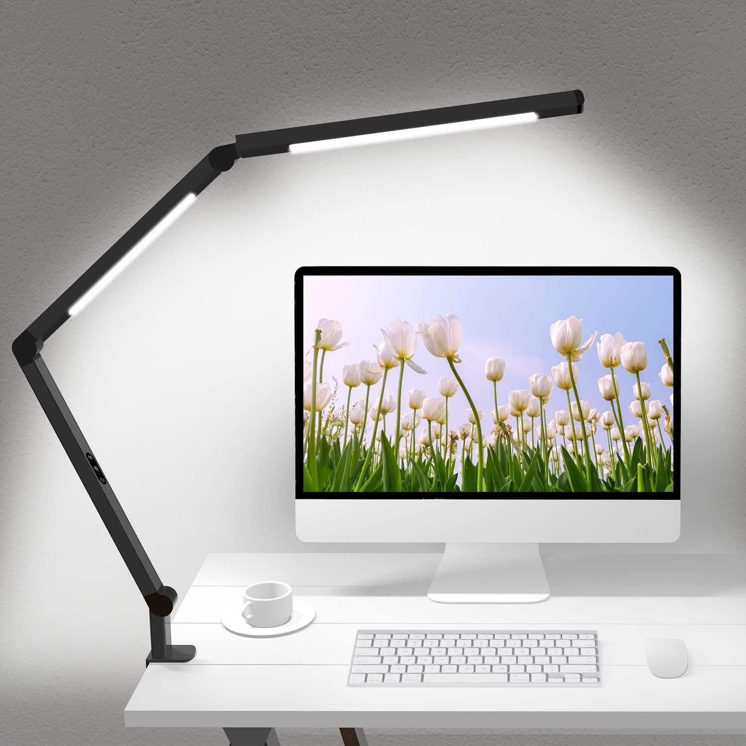 LED Desk Lamp with Clamp, Architect Desk Lamp with Dual Light and Adjustable Swi