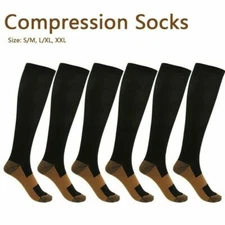 Copper Compression Socks 20-30mmHg Graduated Support Men's Women's S-XXL 6 Pairs
