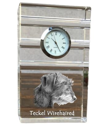 Dachshund Rauhhaar, Dackel, Teckel I - Glasuhr mit Foto, Foto eines Hundes im Kr