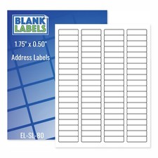 20000 Laser/Ink Jet Labels 80up 1.75 x .5  Compatible w/ Size 67.  250 Sheets
