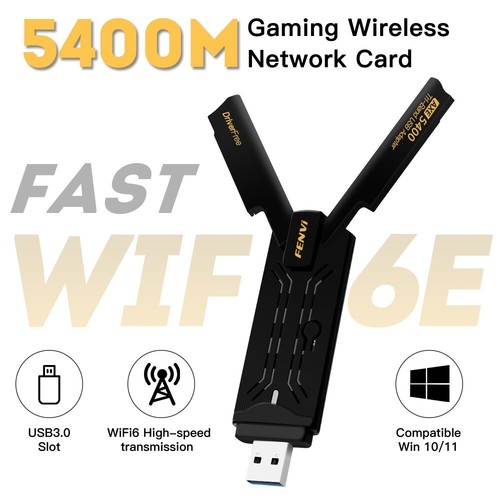 FENVi AX5400 Wifi 6E USB WiFi Adapter USB 3.0 Wifi Dongle 802.11AX Wireless - 第 1/6 張圖片