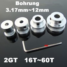 GT2 Zahnrad Antrieb Riemenscheibe 16T~60T Zahnriemenrad CNC 3D Kugellager Pulley