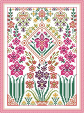 Stamped Pre-Printed Cross Stitch Kit Embroidered Colorful Beautiful Purple Yello