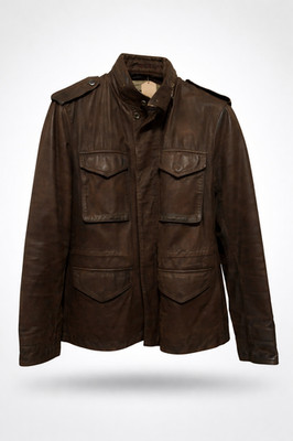 Marlboro Classics (MCS)-Vintage brown leather field jacket (M-65