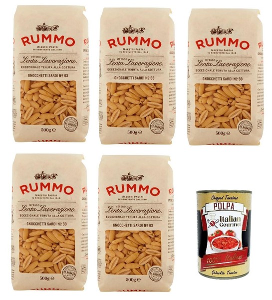 Rummo Gnocchetti Sardi N.63 Pasta Bronzezeichnung 5X500G+Polpa 400G-image
