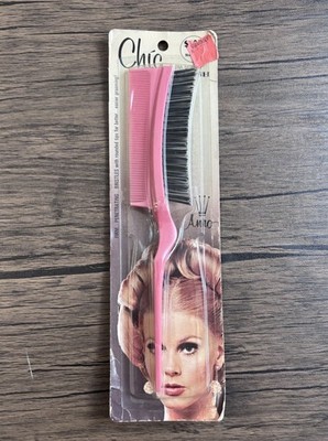 Vintage NOS Pink Anro CHIC Hairbrush/Comb Sealed In Package 60s 70s Advertising