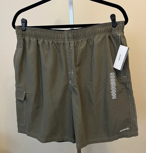 NEW Speedo Mens Size 2XL Olive Green Swimming Trunks Shorts