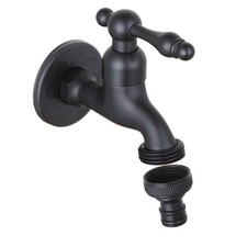 Black Brass Wall Mounted Garden Hose Faucet Basin Sink Water Tap Outdoor Hose...