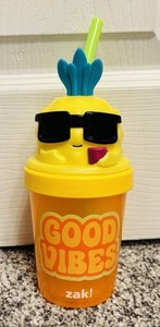 Good Vibes Pineapple with Sunglasses Plastic Water Bottle Zak Designs