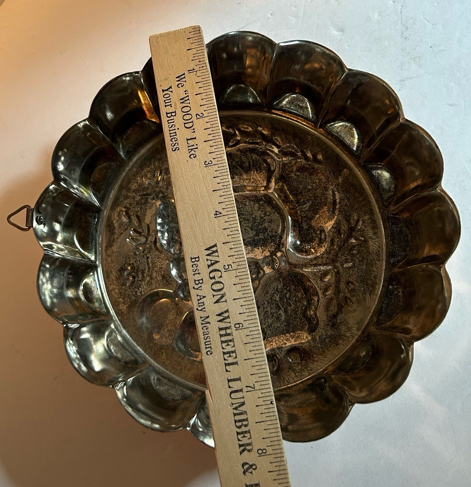 Vtg 8” Copper Metal Fruit Embossed Mold Wall Hanging