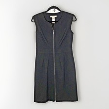 Laundry By Design Women's Dress Black Sleeveless Front Exposed Zipper Size 6 LBD