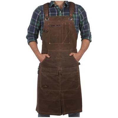 Heavy-Duty Tool Apron - Waxed Canvas, Waterproof, Adjustable