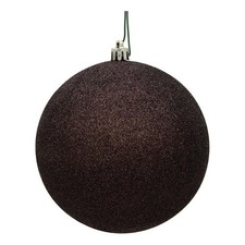 Pemberly Row 6" Plastic Ball Ornaments in Glitter Chocolate Set of 4 
