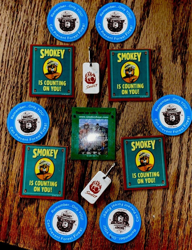 Vintage Lot Of 13 SMOKEY THE BEAR MEMORABILIA Magnets Key Chains