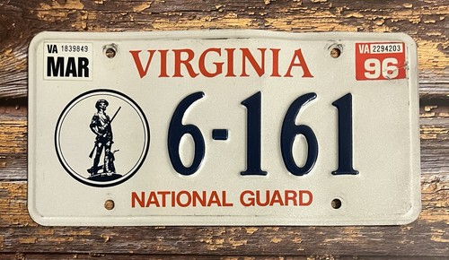1996 Virginia NATIONAL GUARD License Plate  6-161