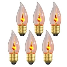E26 Upgraded Flame Light Bulbs, Flickering Fire Light 6  pack Gold  tipped Base