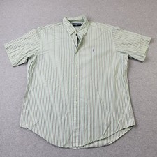 Ralph Lauren Shirt Mens XL Green Classic Fit Striped Pony Button Up