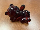 Vintage Fenton Glass Ruby Red Reclining Bear Figurine USA Amberina Glows UV