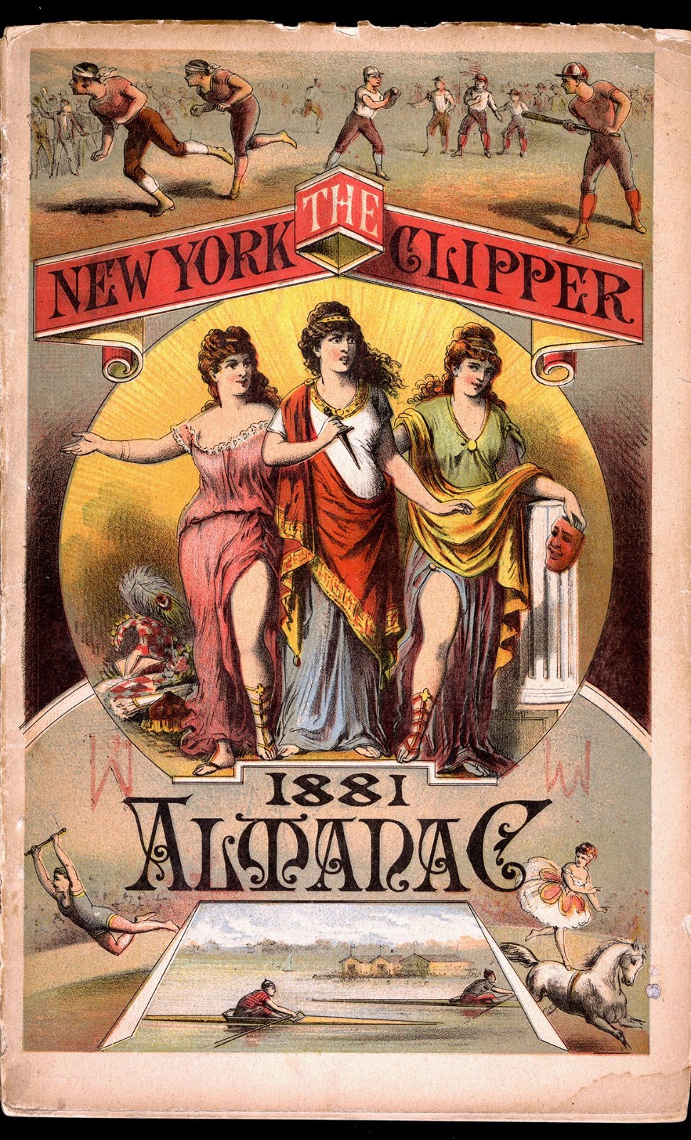 1881 New York Clipper Almanac, Remarkable Baseball Scene, Very Early Date
