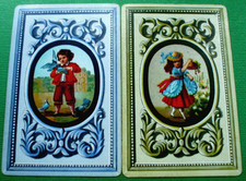 2 Single Genuine Vintage Swap Playing Cards Children Decorative Frame Pair