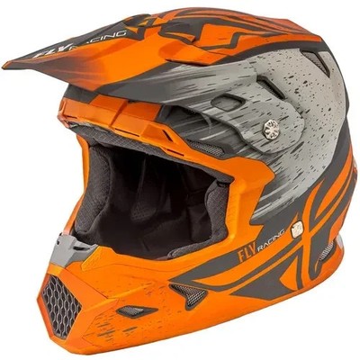 Fly Racing Toxin Resin Helmet (Matte Orange / Khaki) Size Youth Small